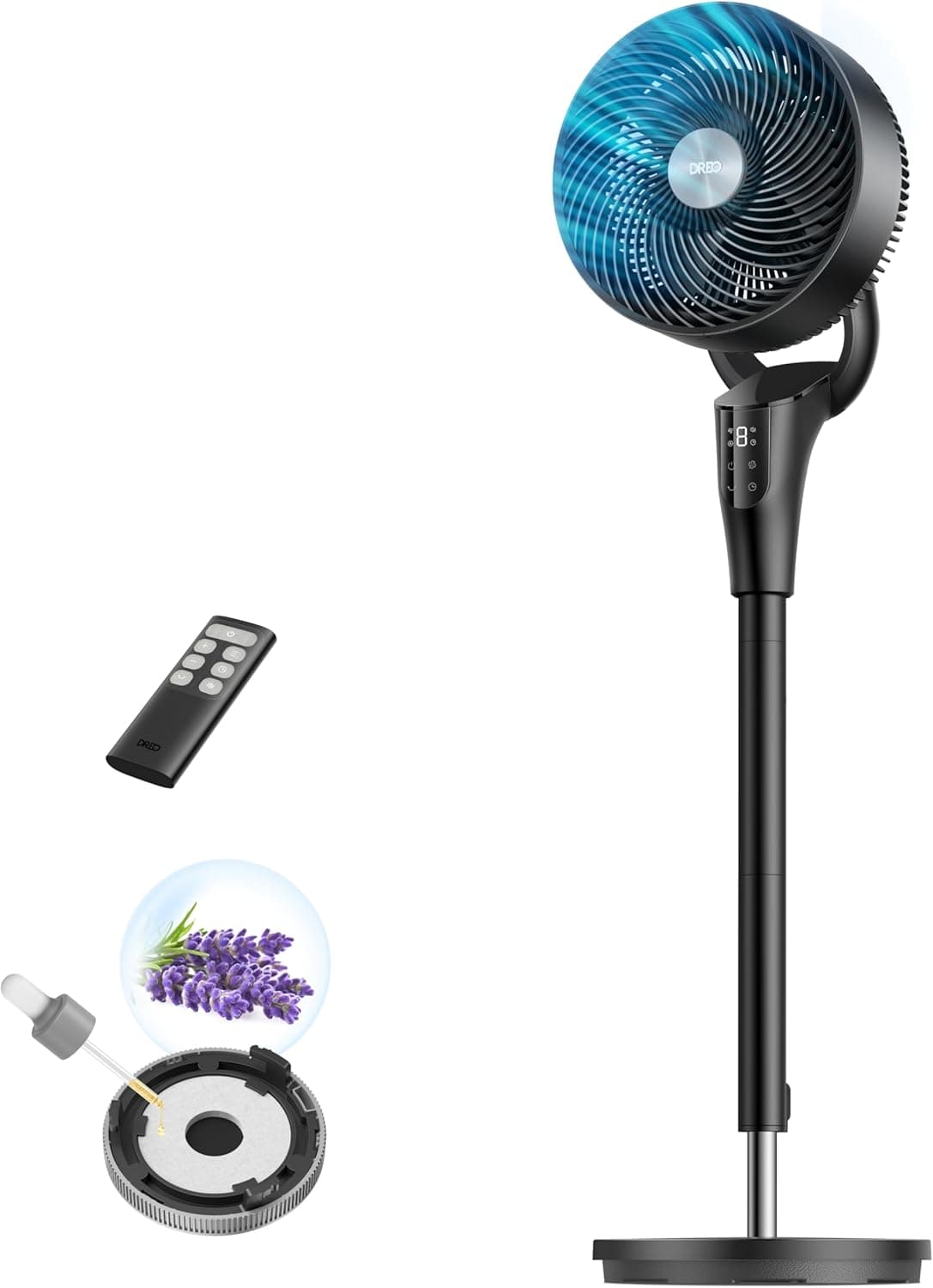 DREO Pedestal Fan, 90 ft airflow