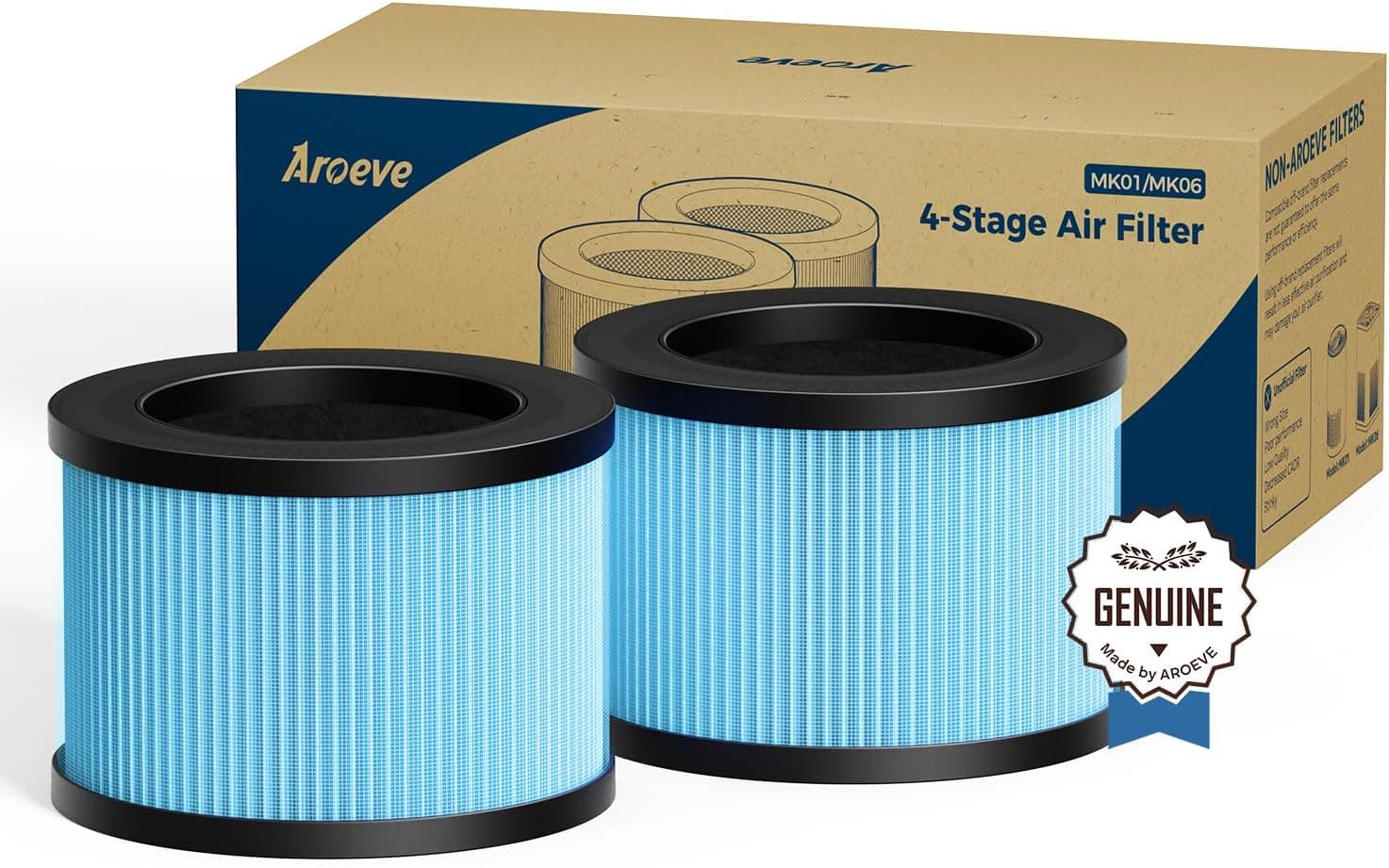 AROEVE MK01A and MK06A Replacement Filter, standard, 2-pack