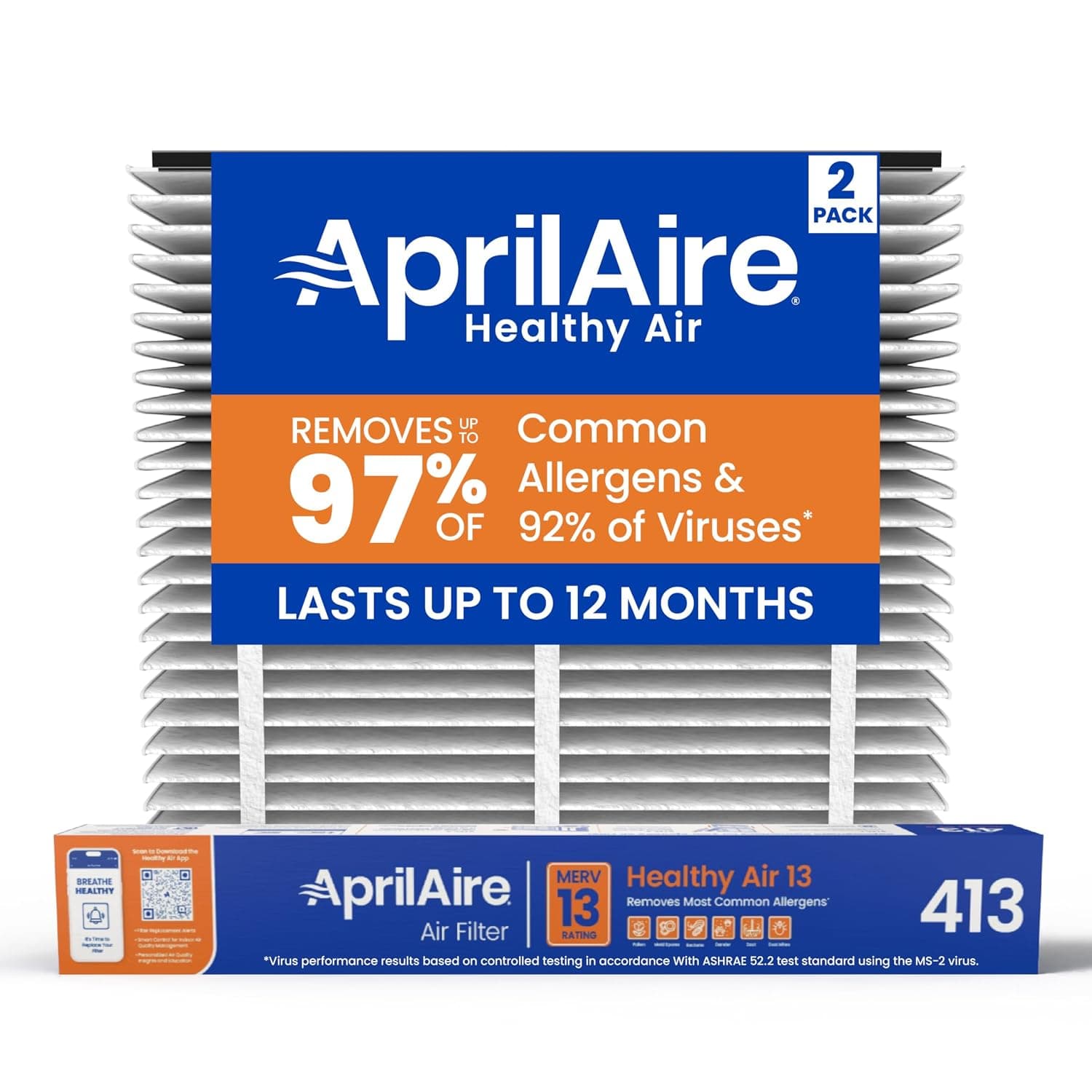 AprilAire 413 16x25x4 MERV 13, 2-pack